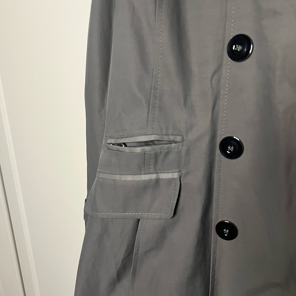 DKNY Gray Belted Trench Coat Medium Classic Double Breasted - Picture 6 of 16